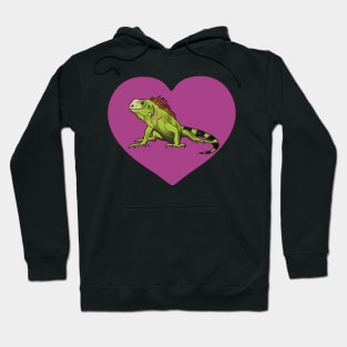 Iguana Heart for Iguana Lovers, Purple Hoodie